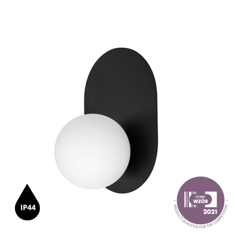 Aplique / aplique negro HANEA con estanqueidad IP44 aumentada